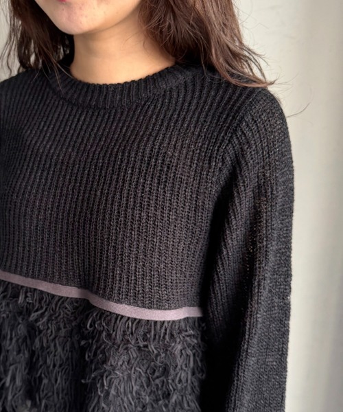 &g'aime(アンジェム)の「【&g'aime 】ループ編み配色ニット Color-Block Loop Knit Top(ニット/セーター・レディース・アイボリー/ブラック/チャコールグレー・FREE)」の18枚目の写真