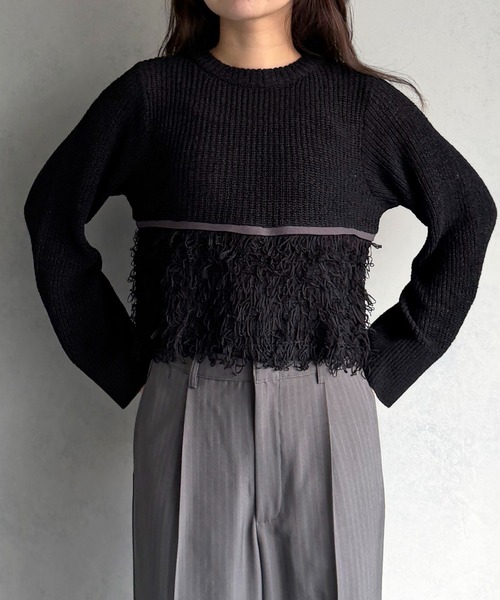 &g'aime(アンジェム)の「【&g'aime 】ループ編み配色ニット Color-Block Loop Knit Top(ニット/セーター・レディース・アイボリー/ブラック/チャコールグレー・FREE)」の17枚目の写真