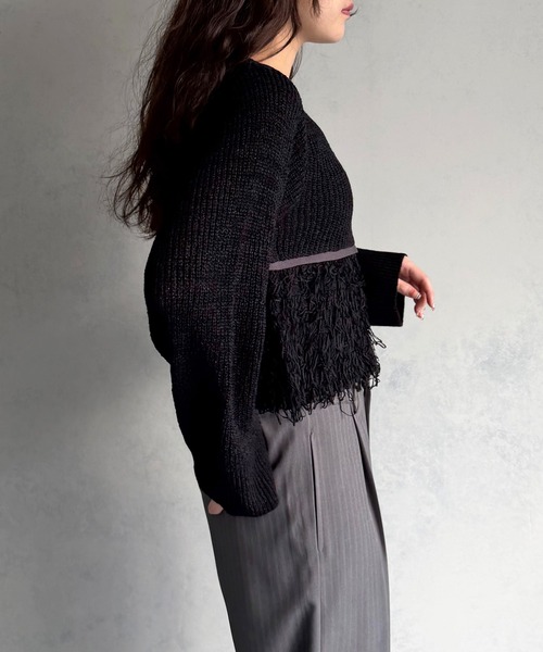 &g'aime(アンジェム)の「【&g'aime 】ループ編み配色ニット Color-Block Loop Knit Top(ニット/セーター・レディース・アイボリー/ブラック/チャコールグレー・FREE)」の19枚目の写真