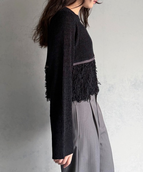 &g'aime(アンジェム)の「【&g'aime 】ループ編み配色ニット Color-Block Loop Knit Top(ニット/セーター・レディース・アイボリー/ブラック/チャコールグレー・FREE)」の20枚目の写真