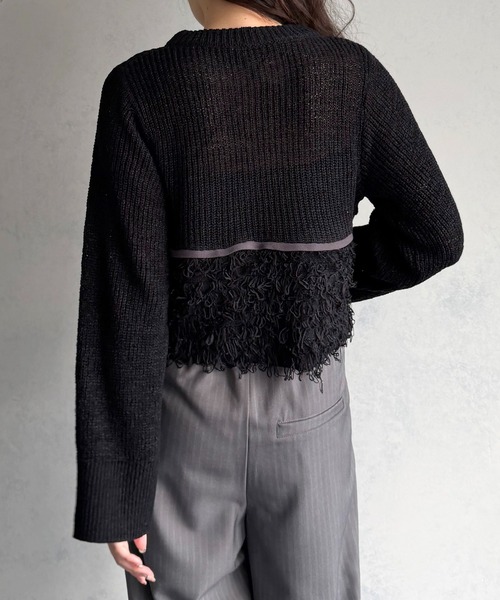 &g'aime(アンジェム)の「【&g'aime 】ループ編み配色ニット Color-Block Loop Knit Top(ニット/セーター・レディース・アイボリー/ブラック/チャコールグレー・FREE)」の21枚目の写真