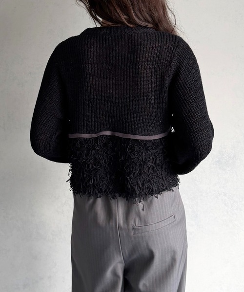 &g'aime(アンジェム)の「【&g'aime 】ループ編み配色ニット Color-Block Loop Knit Top(ニット/セーター・レディース・アイボリー/ブラック/チャコールグレー・FREE)」の22枚目の写真