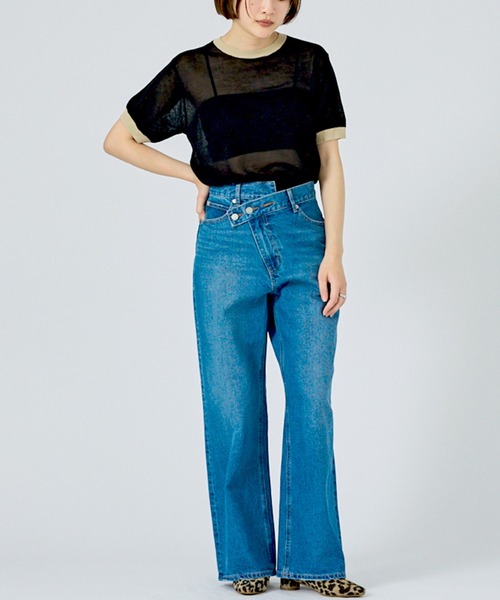 NOMINE(ノミネ)の「【NOMINE】リンガー ニット Tシャツ(Tシャツ/カットソー・レディース・ブラウン/ブラック/サックスブルー/ベージュ・フリー)」の6枚目の写真