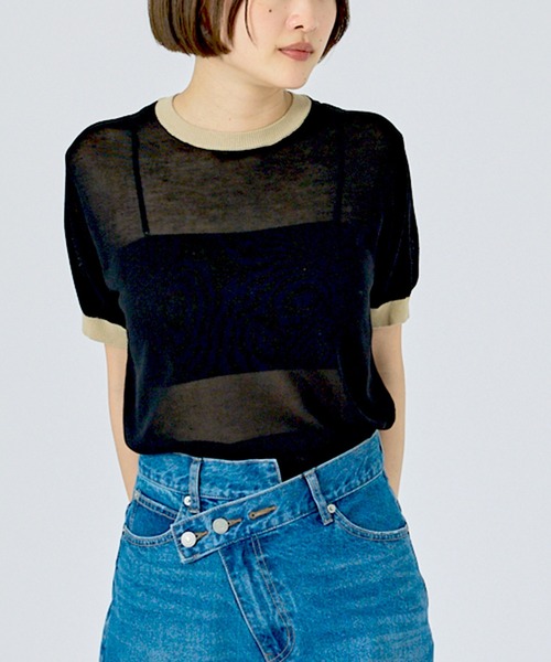 NOMINE(ノミネ)の「【NOMINE】リンガー ニット Tシャツ(Tシャツ/カットソー・レディース・ブラウン/ブラック/サックスブルー/ベージュ・フリー)」の8枚目の写真