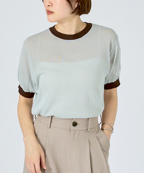 NOMINE(ノミネ)の「【NOMINE】リンガー ニット Tシャツ(Tシャツ/カットソー・レディース・ブラウン/ブラック/サックスブルー/ベージュ・フリー)」の13枚目の写真
