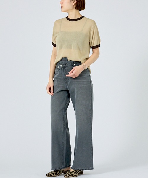 NOMINE(ノミネ)の「【NOMINE】リンガー ニット Tシャツ(Tシャツ/カットソー・レディース・ブラウン/ブラック/サックスブルー/ベージュ・フリー)」の14枚目の写真