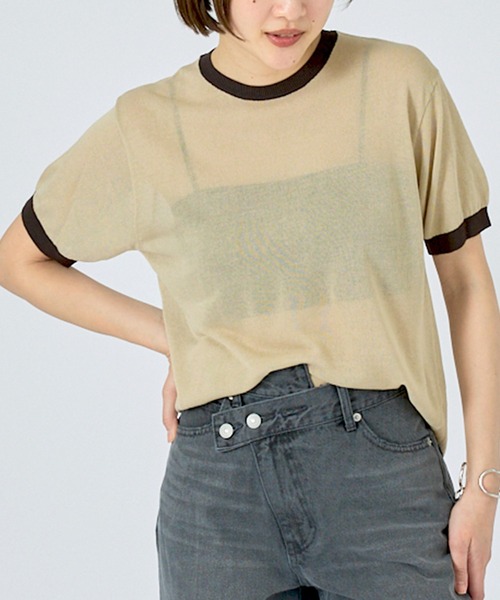 NOMINE(ノミネ)の「【NOMINE】リンガー ニット Tシャツ(Tシャツ/カットソー・レディース・ブラウン/ブラック/サックスブルー/ベージュ・フリー)」の16枚目の写真