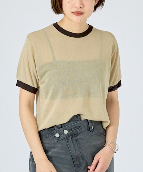 NOMINE(ノミネ)の「【NOMINE】リンガー ニット Tシャツ(Tシャツ/カットソー・レディース・ブラウン/ブラック/サックスブルー/ベージュ・フリー)」の17枚目の写真