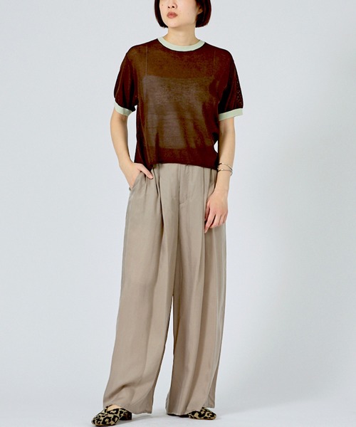 NOMINE(ノミネ)の「【NOMINE】リンガー ニット Tシャツ(Tシャツ/カットソー・レディース・ブラウン/ブラック/サックスブルー/ベージュ・フリー)」の18枚目の写真