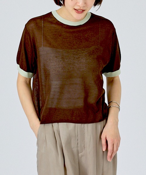 NOMINE(ノミネ)の「【NOMINE】リンガー ニット Tシャツ(Tシャツ/カットソー・レディース・ブラウン/ブラック/サックスブルー/ベージュ・フリー)」の20枚目の写真