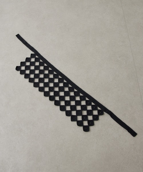 COLLAGE GALLARDAGALANTE（コラージュガリャルダガランテ）の「PAPILLONNER/クロシェラップスカーフ（バンダナ/スカーフ・レディース・オフホワイト/ブラック・FREE）」の4枚目の写真