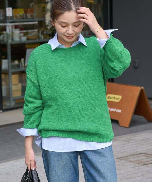 JOURNAL STANDARD（ジャーナルスタンダード）の「《追加2》テープヤーンDROPプルオーバー（ニット/セーター・レディース・ブラック系その他/ホワイト/グリーン/ピンク・FREE）」の10枚目の写真