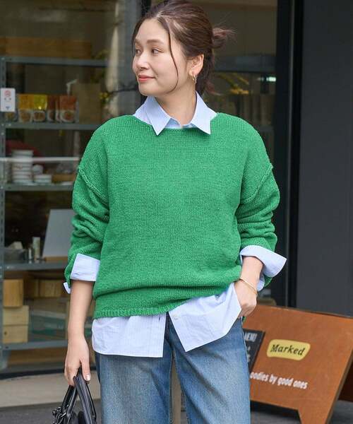 JOURNAL STANDARD（ジャーナルスタンダード）の「《追加2》テープヤーンDROPプルオーバー（ニット/セーター・レディース・ブラック系その他/ホワイト/グリーン/ピンク・FREE）」の11枚目の写真