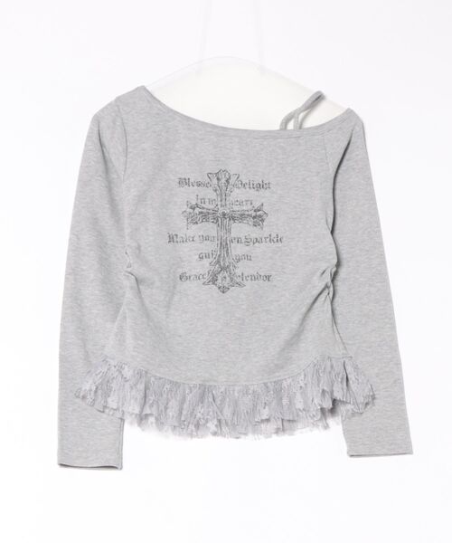 INGNI(イング)の「ワンショルレースレイヤードトップス(Tシャツ/カットソー・レディース・オフホワイト/グレー/ブラック・M)」の4枚目の写真