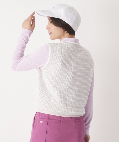 adabat（アダバット）の「サマーツイードニットベスト（ベスト・レディース・ピンク/ネイビー・40/38）」の3枚目の写真