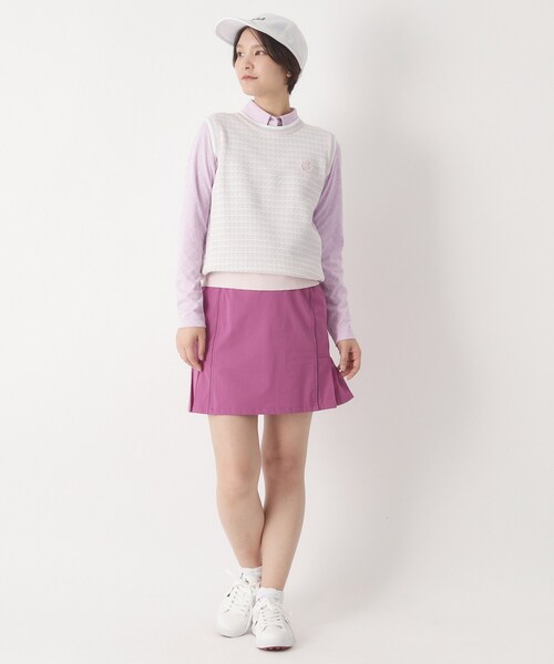 adabat（アダバット）の「サマーツイードニットベスト（ベスト・レディース・ピンク/ネイビー・40/38）」の4枚目の写真