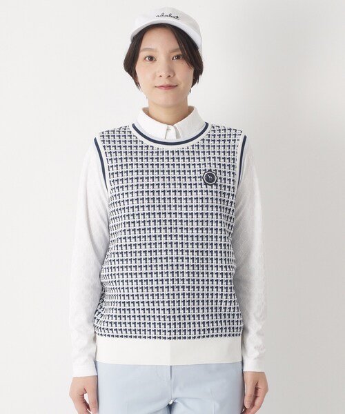 adabat（アダバット）の「サマーツイードニットベスト（ベスト・レディース・ピンク/ネイビー・40/38）」の11枚目の写真