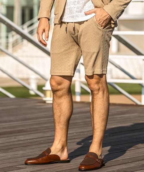 1PIU1UGUALE3  RELAX （ウノピゥウノウグァーレトレ リラックス）の「1PIU1UGUALE3 RELAX(ウノピゥウノウグァーレトレ リラックス)リネンブレンド ジャガードハーフスラックス（その他パンツ・メンズ・ブルー/ブラック/ベージュ・XXL/XL/L/M/S）」の21枚目の写真