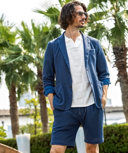 1PIU1UGUALE3  RELAX （ウノピゥウノウグァーレトレ リラックス）の「1PIU1UGUALE3 RELAX(ウノピゥウノウグァーレトレ リラックス)リネンブレンド ジャガードハーフスラックス（その他パンツ・メンズ・ブルー/ブラック/ベージュ・XXL/XL/L/M/S）」の18枚目の写真