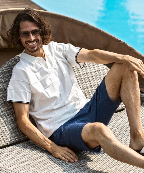 1PIU1UGUALE3  RELAX （ウノピゥウノウグァーレトレ リラックス）の「1PIU1UGUALE3 RELAX(ウノピゥウノウグァーレトレ リラックス)リネンブレンド ジャガードハーフスラックス（その他パンツ・メンズ・ブルー/ブラック/ベージュ・XXL/XL/L/M/S）」の9枚目の写真