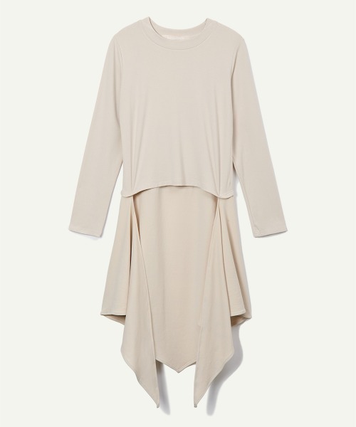 leinwande（ラインヴァンド）の「Scarf Long T-Shirt（Tシャツ/カットソー・レディース・アイボリー/グレー/ネイビー系/ブラウン・ONE SIZE）」の3枚目の写真