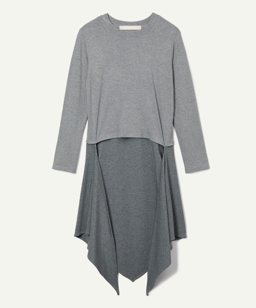 leinwande（ラインヴァンド）の「Scarf Long T-Shirt（Tシャツ/カットソー・レディース・アイボリー/グレー/ネイビー系/ブラウン・ONE SIZE）」の9枚目の写真