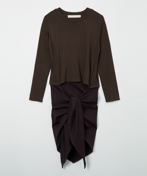 leinwande（ラインヴァンド）の「Scarf Long T-Shirt（Tシャツ/カットソー・レディース・アイボリー/グレー/ネイビー系/ブラウン・ONE SIZE）」の16枚目の写真