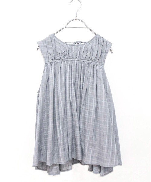 Marilyn Moon（マリリンムーン）の「sheer check 2way gathered blouse（シャツ/ブラウス・レディース・グレー/ネイビー/オフホワイト・FREE）」の2枚目の写真