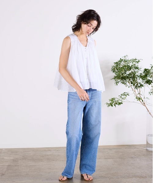 Marilyn Moon（マリリンムーン）の「sheer check 2way gathered blouse（シャツ/ブラウス・レディース・グレー/ネイビー/オフホワイト・FREE）」の8枚目の写真