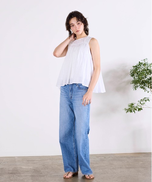 Marilyn Moon（マリリンムーン）の「sheer check 2way gathered blouse（シャツ/ブラウス・レディース・グレー/ネイビー/オフホワイト・FREE）」の9枚目の写真