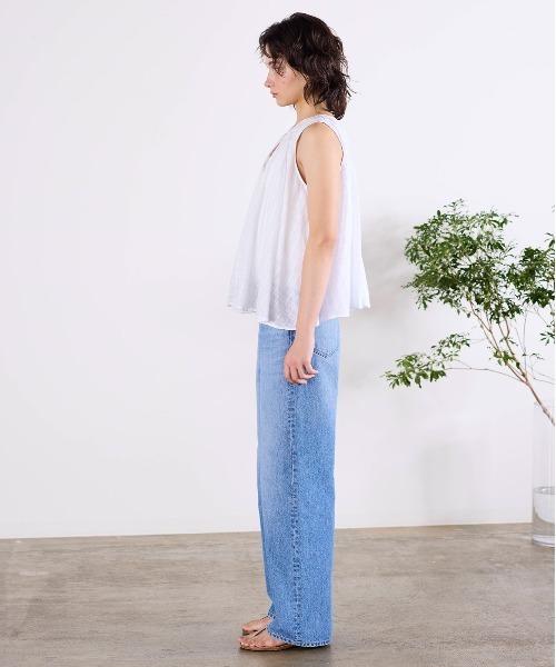 Marilyn Moon（マリリンムーン）の「sheer check 2way gathered blouse（シャツ/ブラウス・レディース・グレー/ネイビー/オフホワイト・FREE）」の14枚目の写真