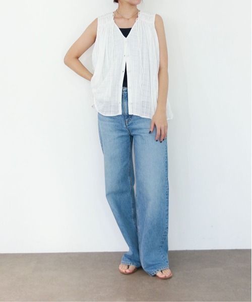 Marilyn Moon（マリリンムーン）の「sheer check 2way gathered blouse（シャツ/ブラウス・レディース・グレー/ネイビー/オフホワイト・FREE）」の19枚目の写真