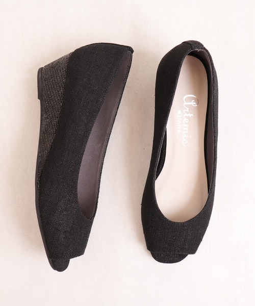 artemis by DIANA（アルテミスバイダイアナ）の「ウェッジソール　オープントゥパンプス（パンプス・レディース・ブラック/グレー/ベージュ・22.0cm/22.5cm/23.0cm/23.5cm/24.0cm/24.5cm/25.0cm）」の4枚目の写真