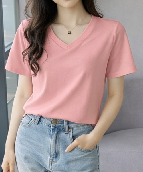 SallyLunn(サリーラン)の「ベーシックVネックTシャツ(Tシャツ/カットソー・レディース・イエロー/ピンク/ブラック/ホワイト・MEDIUM/LARGE)」の8枚目の写真
