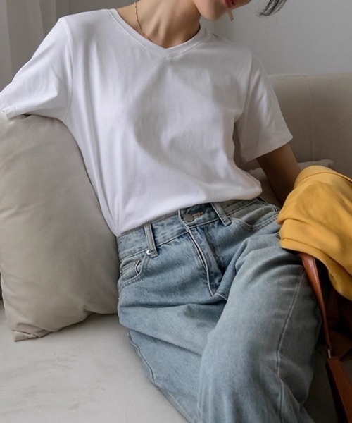 SallyLunn(サリーラン)の「ベーシックVネックTシャツ(Tシャツ/カットソー・レディース・イエロー/ピンク/ブラック/ホワイト・MEDIUM/LARGE)」の10枚目の写真