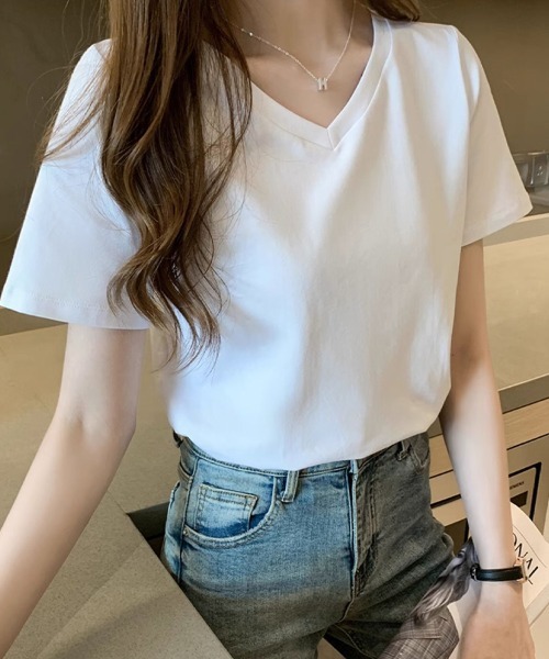 SallyLunn(サリーラン)の「ベーシックVネックTシャツ(Tシャツ/カットソー・レディース・イエロー/ピンク/ブラック/ホワイト・MEDIUM/LARGE)」の11枚目の写真