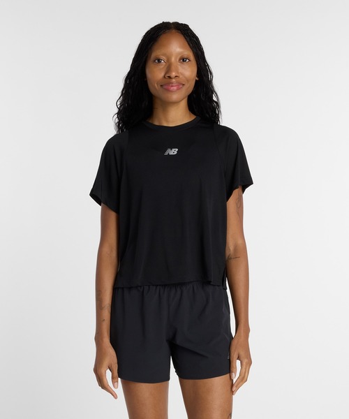 NEW BALANCE(ニューバランス)の「インフィニティプロペルTシャツ(Tシャツ/カットソー・レディース・ホワイト/ブラック・MEDIUM/LARGE/SMALL)」の1枚目の写真