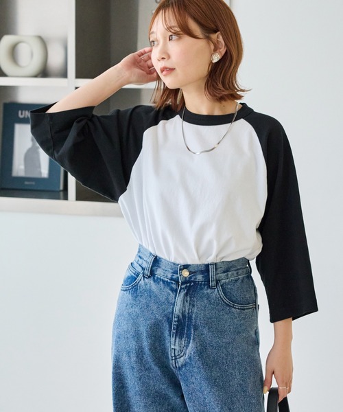 SCREEN STARS（スクリーンスターズ）の「【SCREENSTARS】ラグラン Tシャツ（Tシャツ/カットソー・レディース・ブラック/ネイビー・S/L/M）」の4枚目の写真