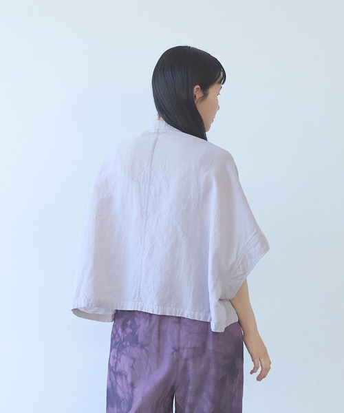 yuni(ユニ )の「強撚CottonLinen 近江晒short blouse(シャツ/ブラウス・レディース・カーキ/パープル/チャコールグレー/レッド・FREE)」の18枚目の写真