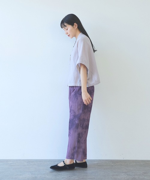 yuni(ユニ )の「強撚CottonLinen 近江晒short blouse(シャツ/ブラウス・レディース・カーキ/パープル/チャコールグレー/レッド・FREE)」の14枚目の写真