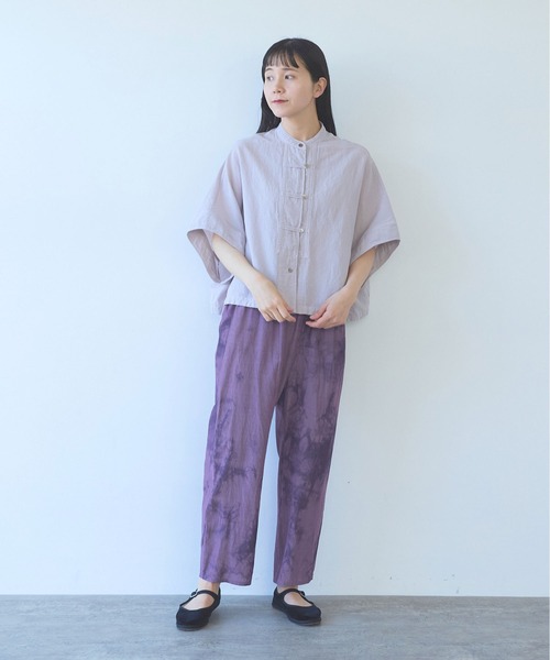 yuni(ユニ )の「強撚CottonLinen 近江晒short blouse(シャツ/ブラウス・レディース・カーキ/パープル/チャコールグレー/レッド・FREE)」の12枚目の写真