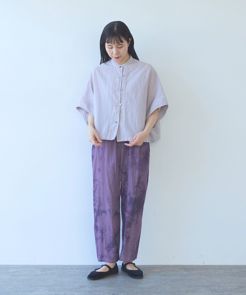 yuni(ユニ )の「強撚CottonLinen 近江晒short blouse(シャツ/ブラウス・レディース・カーキ/パープル/チャコールグレー/レッド・FREE)」の13枚目の写真