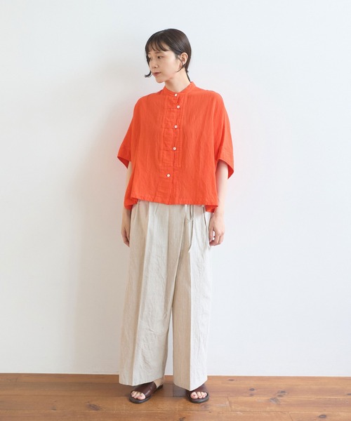 強撚CottonLinen 近江晒short blouse（シャツ/ブラウス）｜yuni（ユニ