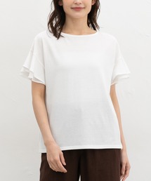 Honeys（ハニーズ）の「【ハニさら・接触冷感・吸水速乾・UVカット・遮熱】フリル袖Tシャツ（Tシャツ/カットソー）」