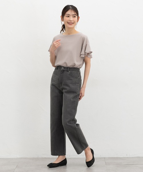 Honeys(ハニーズ)の「【ハニさら・接触冷感・吸水速乾・UVカット・遮熱】フリル袖Tシャツ(Tシャツ/カットソー・レディース・サックスブルー/ベージュ/ネイビー/ブラウン/ピンク/オフホワイト/ブラック・3L/M/LL/L/S)」の20枚目の写真