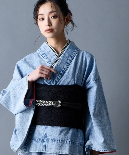 GEVS.(ジェイヴィス)の「レース半衿付2部式デニム浴衣<大きいサイズ有>GEVS.(浴衣・レディース・ブルー系・L~LL/M/5L~6L/3L~4L)」の15枚目の写真