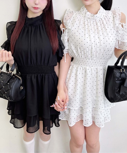 INGNI(イング)の「2Wayリボン肩あきフリルミニワンピース(ワンピース・レディース・ブラック系/ホワイト系その他3/ブラック系3/ブラック・M)」の13枚目の写真