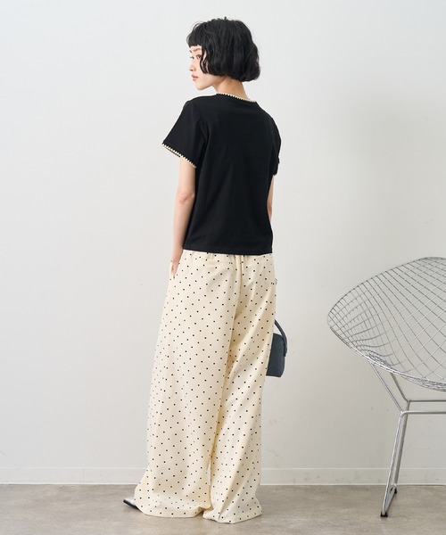 NOGLE（ノグル）の「【NOGLE/ノグル】スカラップステッチ半袖Tシャツ（Tシャツ/カットソー・レディース・チャコールグレー/ブルー/ホワイト/ブラウン/ブラック/ネイビー・FREE）」の13枚目の写真