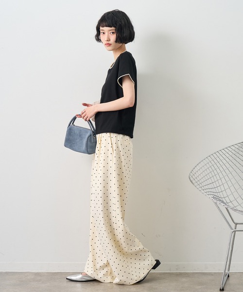 NOGLE（ノグル）の「【NOGLE/ノグル】スカラップステッチ半袖Tシャツ（Tシャツ/カットソー・レディース・チャコールグレー/ブルー/ホワイト/ブラウン/ブラック/ネイビー・FREE）」の14枚目の写真