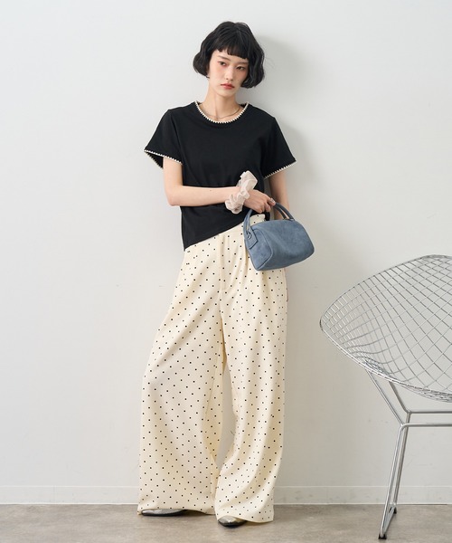NOGLE（ノグル）の「【NOGLE/ノグル】スカラップステッチ半袖Tシャツ（Tシャツ/カットソー・レディース・チャコールグレー/ブルー/ホワイト/ブラウン/ブラック/ネイビー・FREE）」の19枚目の写真